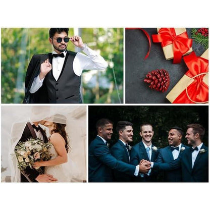 Einfarbige Herren Fliege mit Einstecktuch Set - Burgund