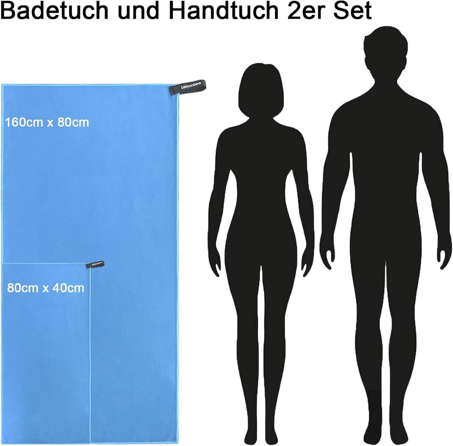 Leeyunbee Mikrofaser Handtuch Set Badetuch Groß Klein Blau