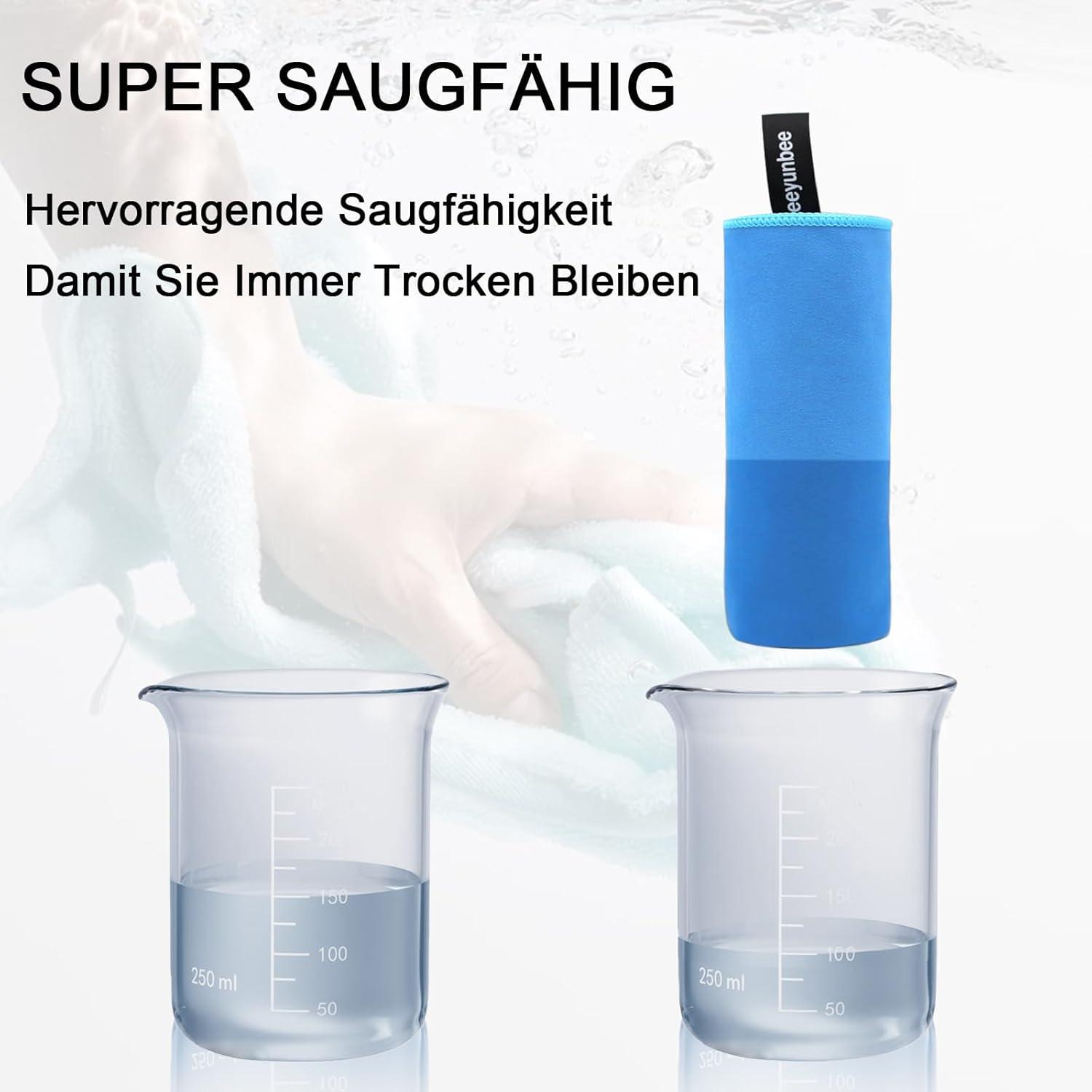 Leeyunbee Mikrofaser Handtuch Set - Groß Klein 160x80 80x40 cm Blau