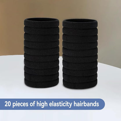 20 Stück Damen Haargummis Schwarz Elastisch Scrunchies Pferdeschwanz