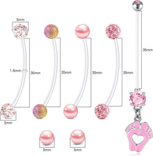 5pc Acryl Schwangerschaft Bauchnabelring Set mit