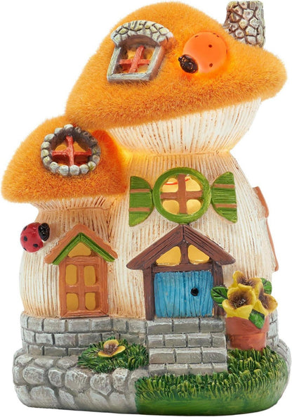 Gartendeko Pilz mit Solarlampe Kunstharz Gelb 16 cm