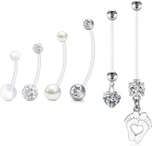 Schwangerschafts Bauchnabel Piercing Set 6 Stück UV Flexible Belly