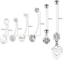 Schwangerschafts-Bauchnabel-Piercing Set 6 Stück UV Flexible