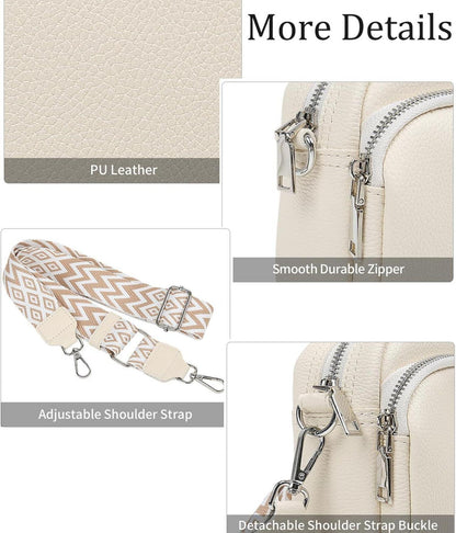 HILAEX Umhängetasche Damen | Verstellbarer breiter Gurt | Leder Crossbody Tasche