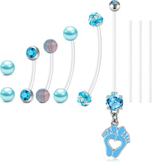 Schwangerschaft Bauchnabel Piercing 5er Set Mix-Stil UV Flexibel Egg