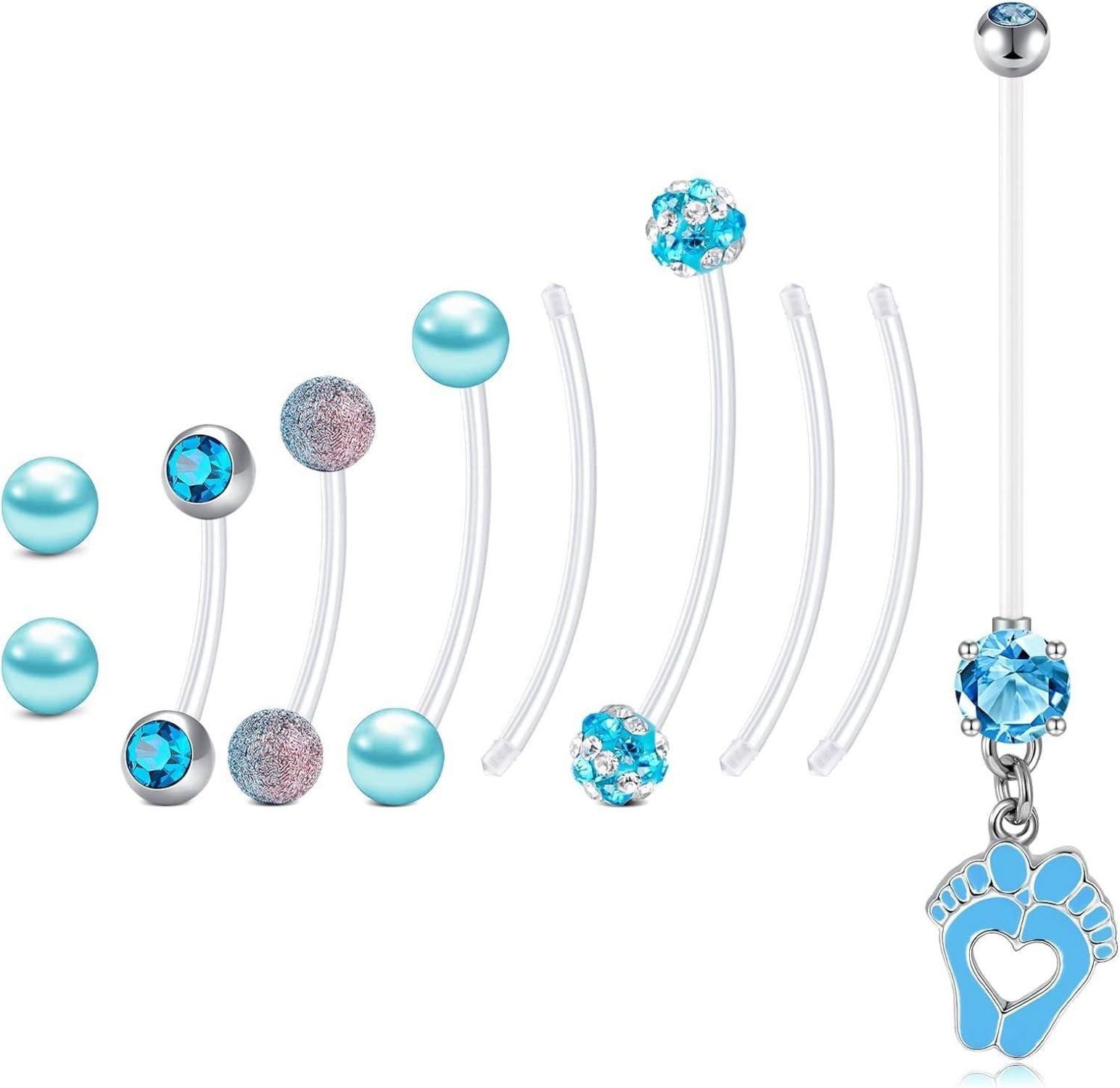 Schwangerschaft Bauchnabel Piercing 5er Set Mix-Stil UV Flexibel Egg