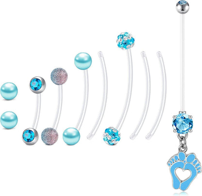 Schwangerschaft Bauchnabel Piercing 5er Set Mix-Stil UV Flexibel Egg