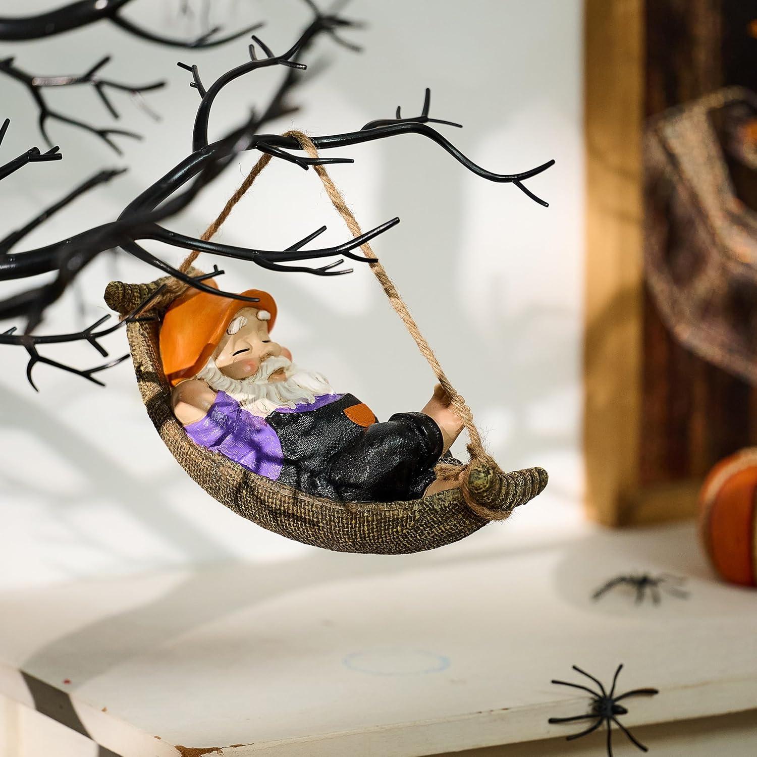 Liegender Gartenzwerg 18cm Halloween Deko Harz Figur