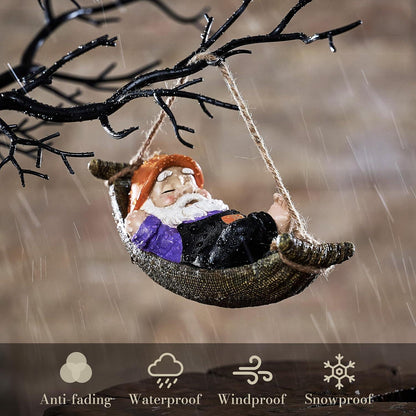 Gartenzwerg Liegend Hängematte Halloween Gartenfigur 18cm Wasserdicht