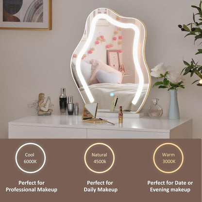Schminktisch mit LED Spiegel Makeup Vanity Tisch Set 3 Farben Dimmen