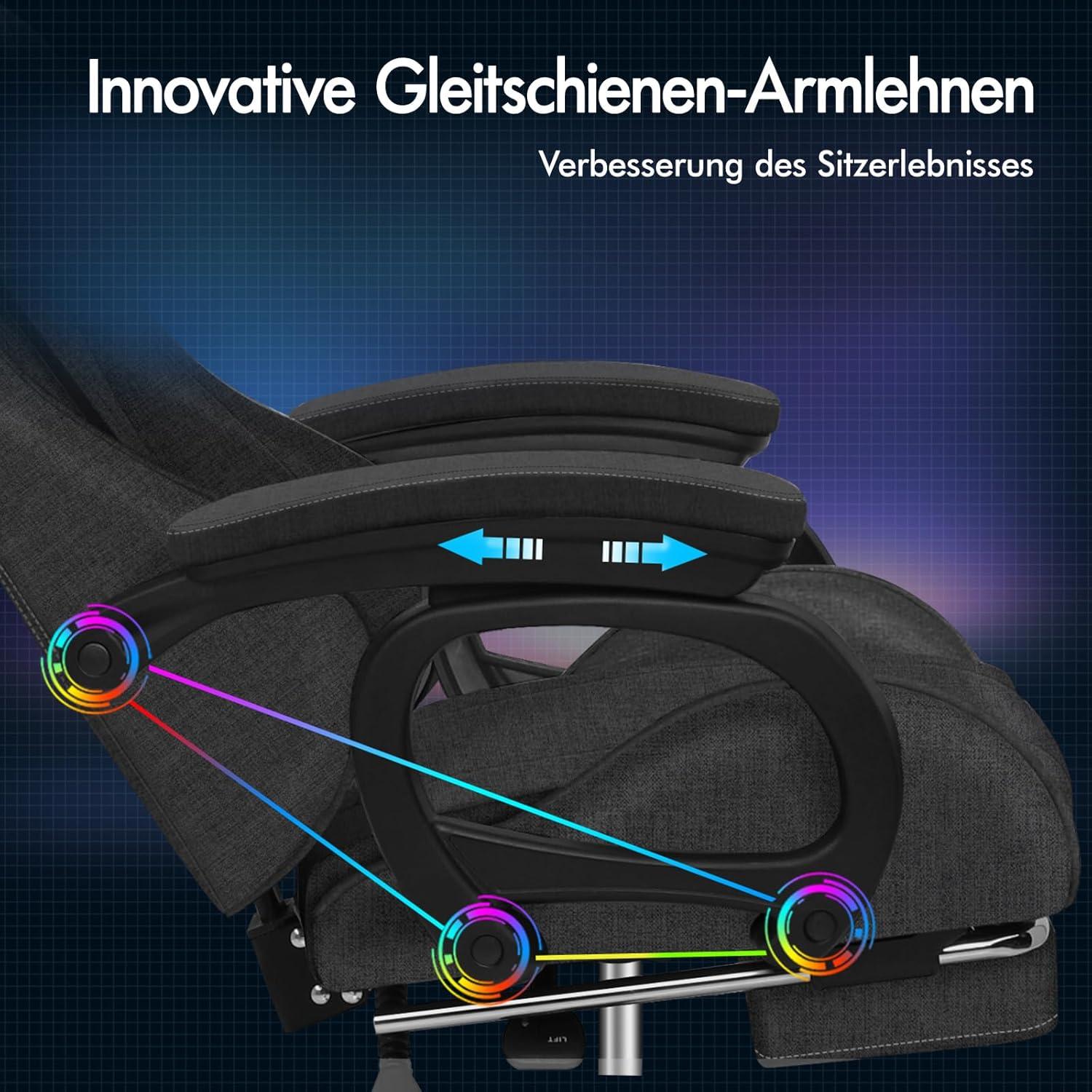 Gamingstuhl ALFORDSON mit Massage Fußstütze Leinen Fabric