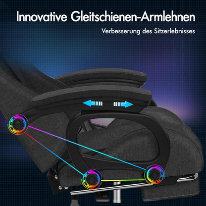 Gamingstuhl ALFORDSON mit Massage Fußstütze Leinen Fabric