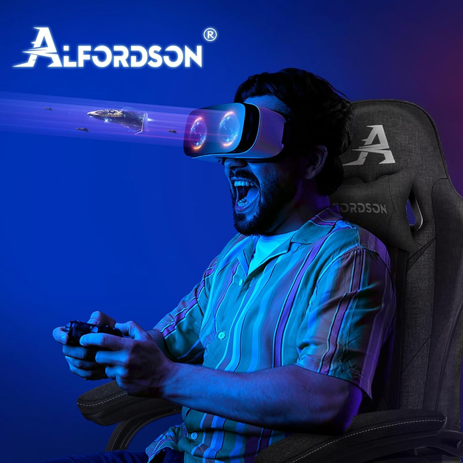 Gamingstuhl ALFORDSON mit Massage Fußstütze Leinen Fabric