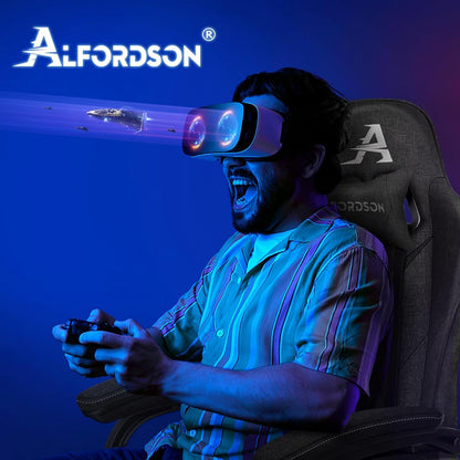 Gamingstuhl ALFORDSON mit Massage Fußstütze Leinen Fabric