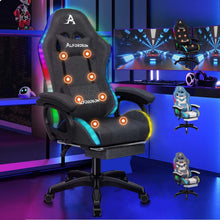 Gaming Stuhl mit Massage und RGB LED-Licht, Bürostuhl Ergonomisch mit