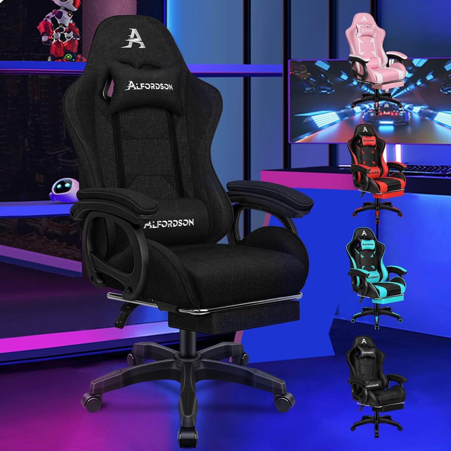 Gamingstuhl mit Fußstütze, Massage und 150° verstellbarer Rückenlehne