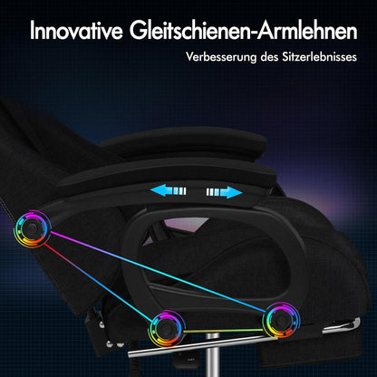 Gamingstuhl Schwarz mit Massage Fußstütze Alles inklusive