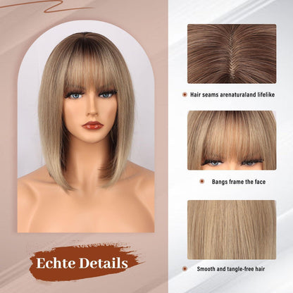 Goldbraune Bob Perücke Damen – Kurz, Natürliche Optik