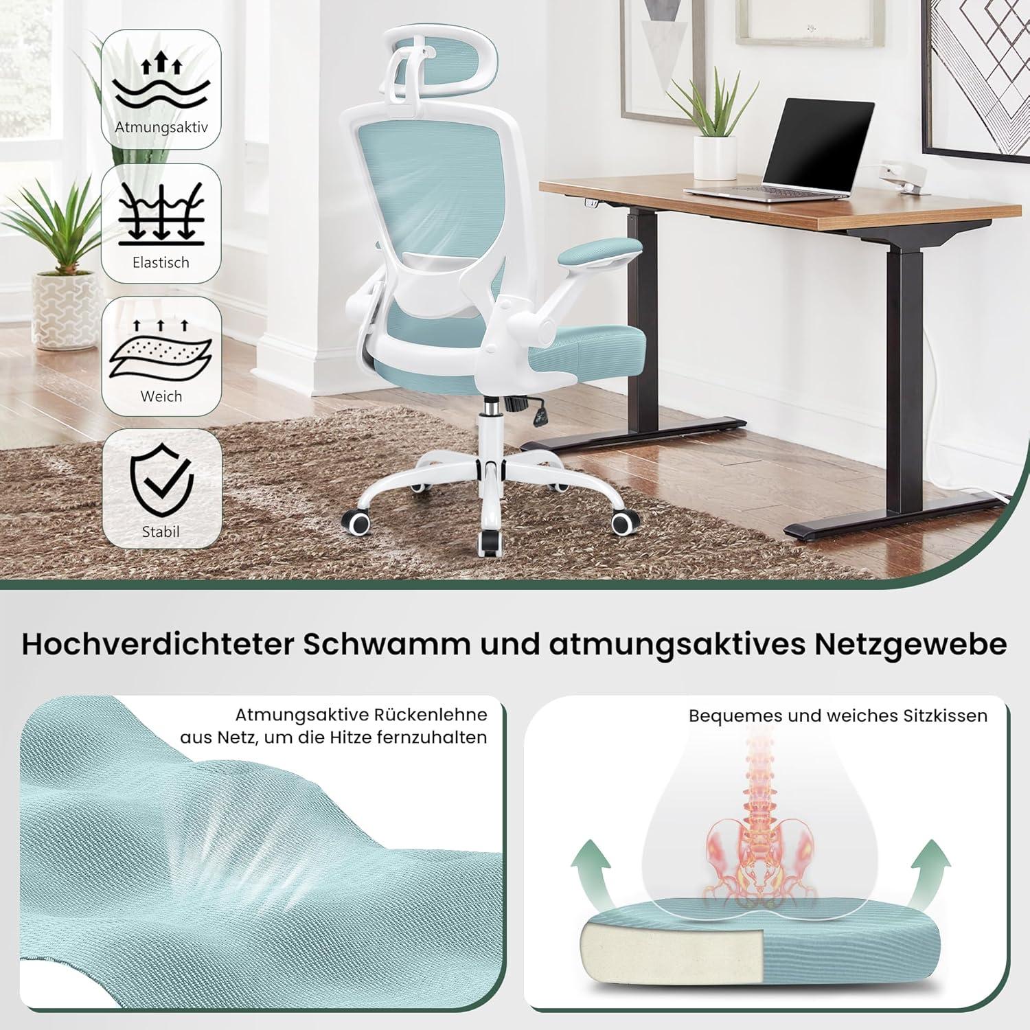 Ergonomischer Chefsessel mit verstellbarer Kopfstütze und Armlehnen