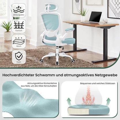 Ergonomischer Chefsessel mit verstellbarer Kopfstütze und Armlehnen