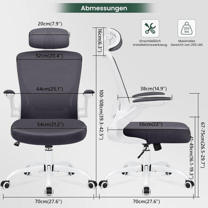Ergonomischer Bürostuhl Verstellbarer Kopfstütze 150 kg