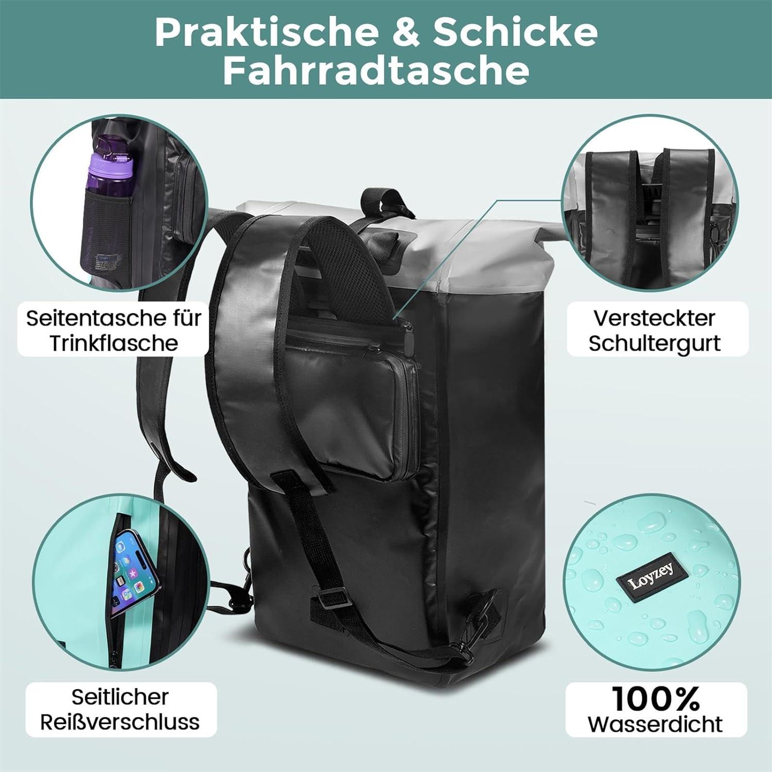 Wasserdichter Fahrradrucksack mit Laptopfach 28L Mint