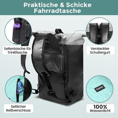 Wasserdichter Fahrradrucksack mit Laptopfach 28L Mint