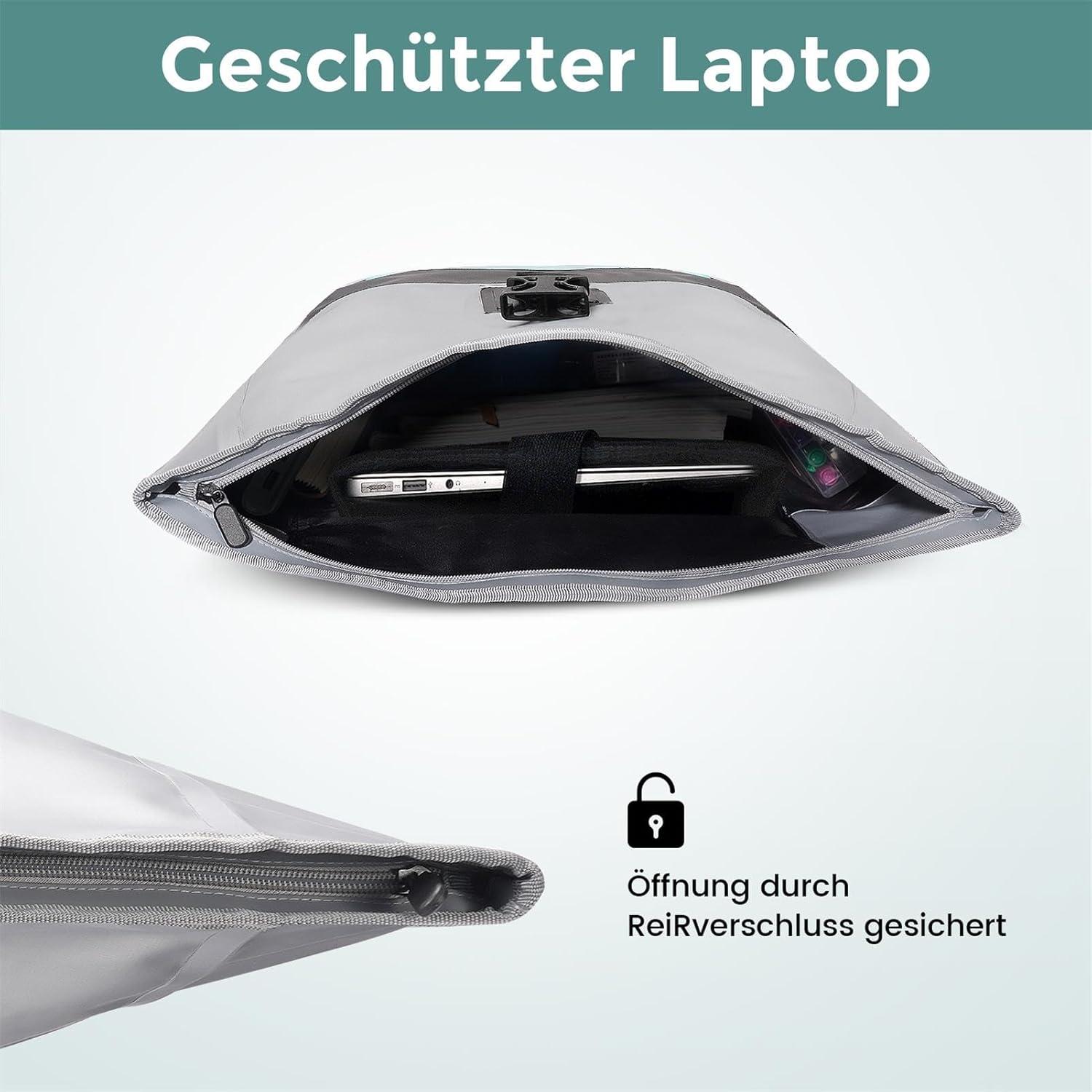 Fahrradtasche 100% Wasserdicht mit Laptopfach - 2-in-1 Rucksack 28L