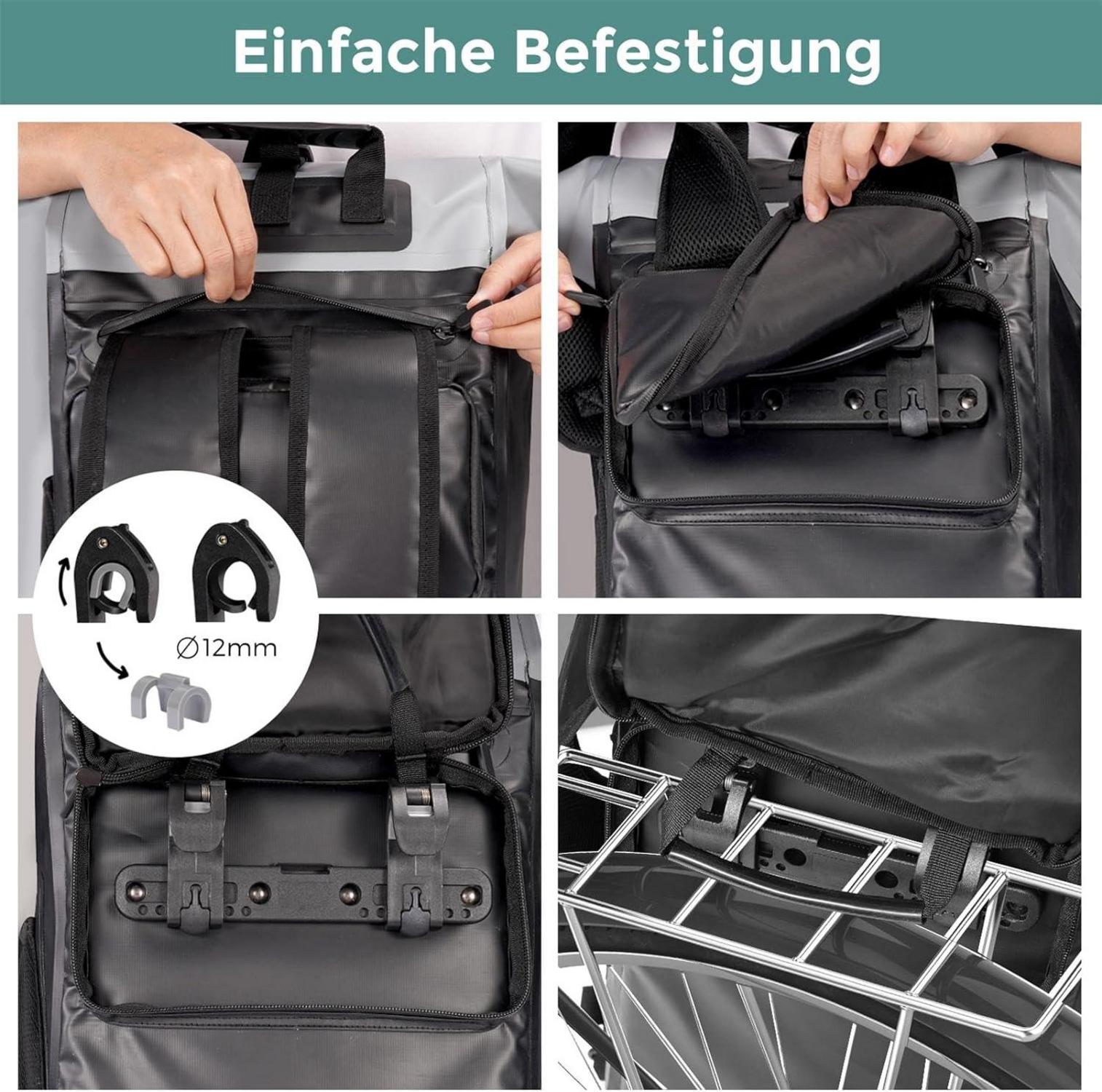 Fahrradtasche 100% Wasserdicht mit Laptopfach - 2-in-1 Rucksack 28L