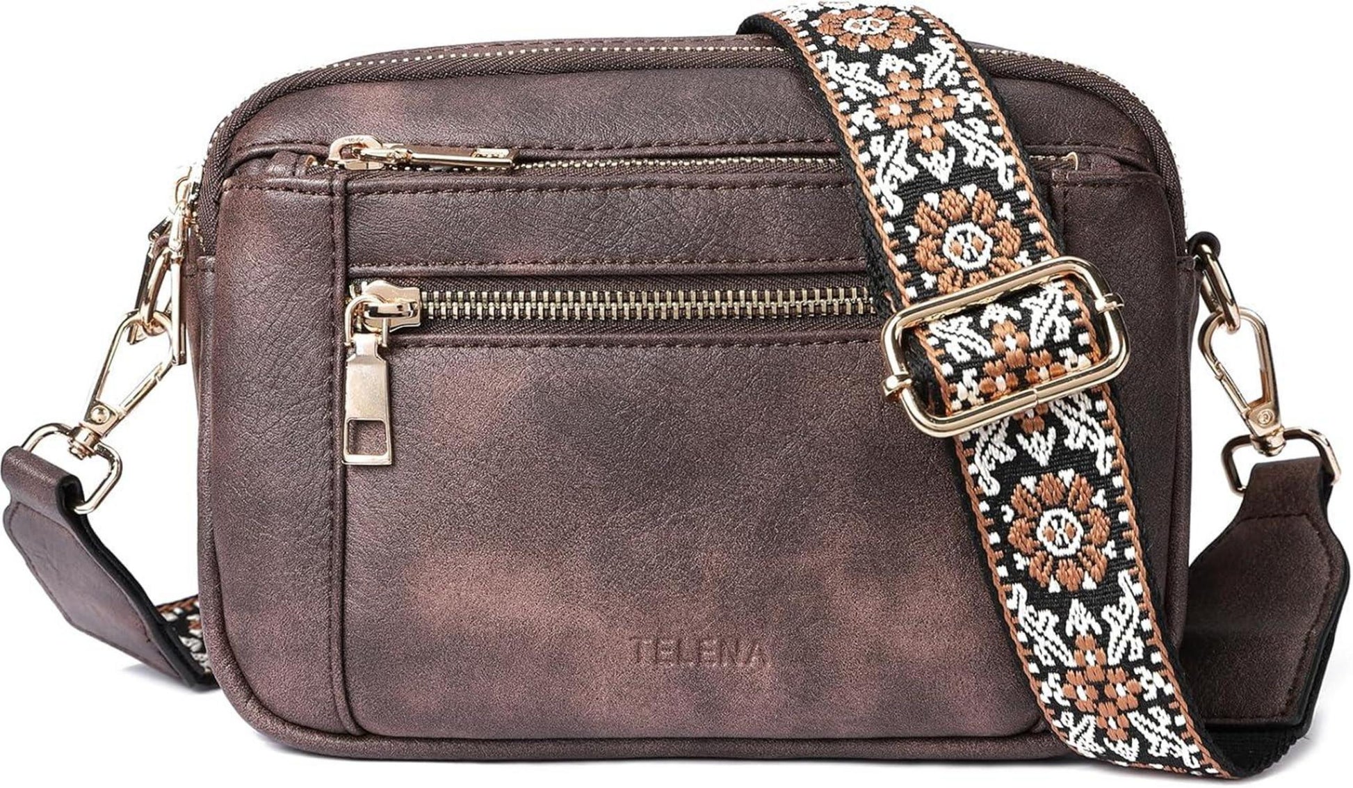 Damen Crossbody Umhängetasche PU Leder Schultertasche Schwarz