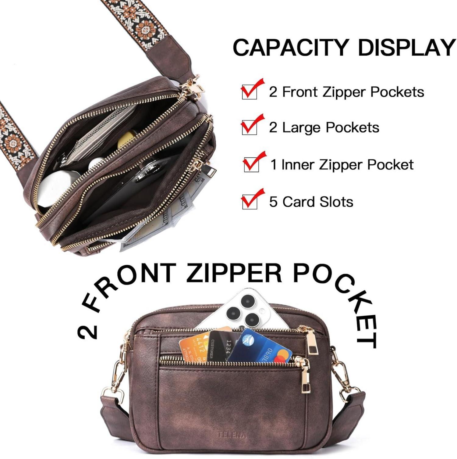 Damen Crossbody Umhängetasche PU Leder Schultertasche Schwarz