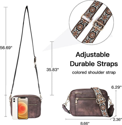 Telena Damen Crossbody Bag mit verstellbarem Riemen PU Leder Umhängetasche