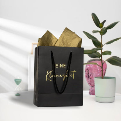 2er Pack Schwarze Geschenktüten mit Henkel - Hochwertiges Papier