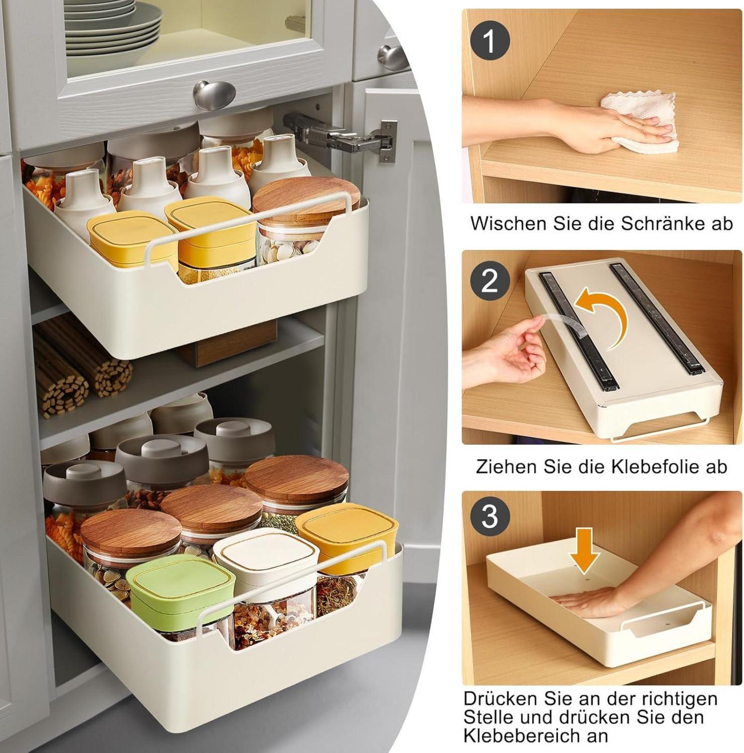 Teleskopschublade Ausziehbarer Schrank Organizer mit Griff 20cm x 43cm x 7cm