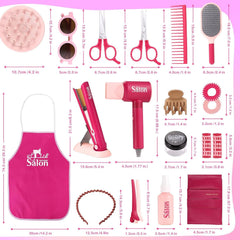 Frisierkopf Kinder Friseur Set Spielzeug Haarstyling Zubehör Mädchen 3-8 Jahre - Rose