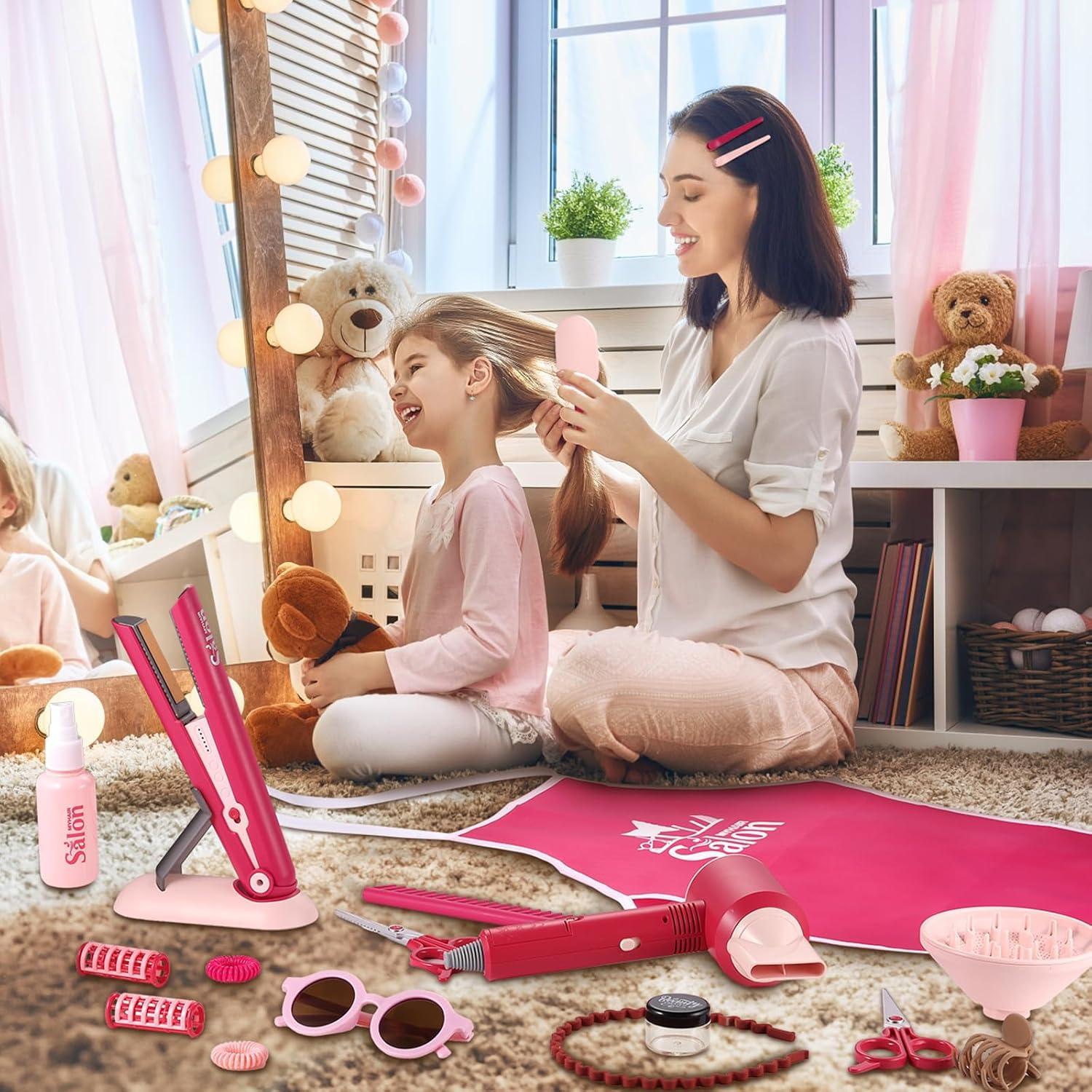 Kinder Friseurset Spielzeug Haarstyling Schminke Puppenkopf Mädchen 3-8 Jahren