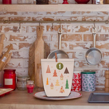 Adventskalender Kraftpapiertüten mit Zahlen Aufkleber 24er