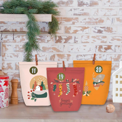 Adventskalender Kraftpapiertüten mit Zahlen Aufkleber 24er