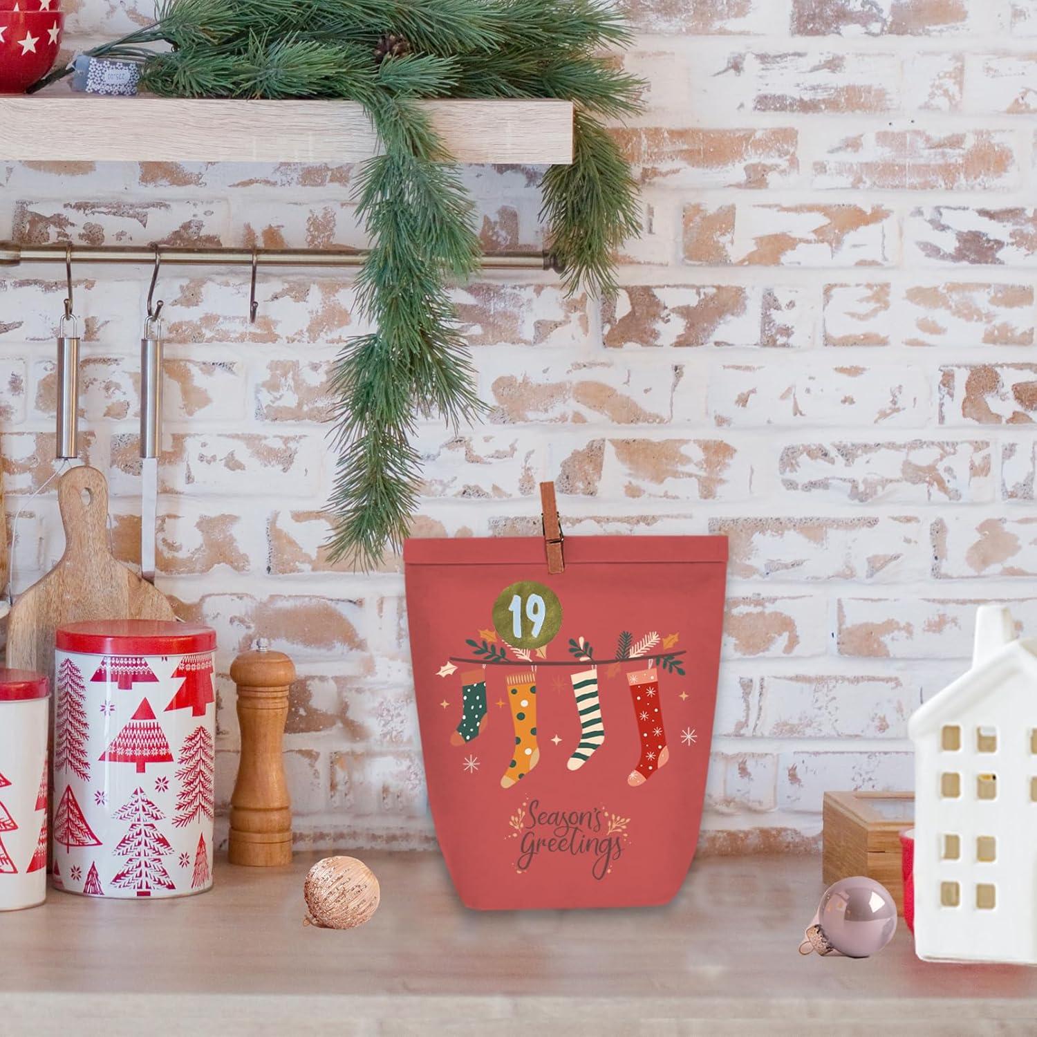 Adventskalender zum Befüllen, 24 Weihnachtstüten mit