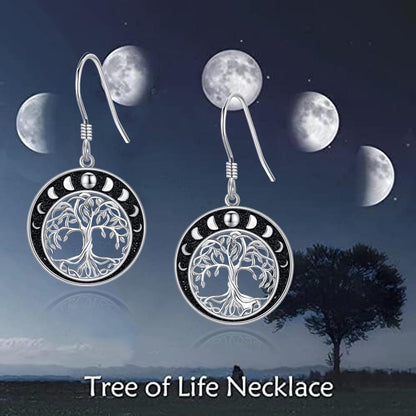 Lebensbaum Ohrringe Sterling Silber keltischen Knoten Mond Dangle