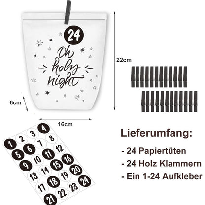 Adventskalender zum Basteln mit Zahlenaufkleber und