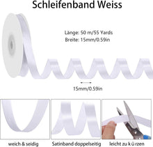 Schleifenband Weiß 50m x 15mm Satinband Dekoband Hochzeit