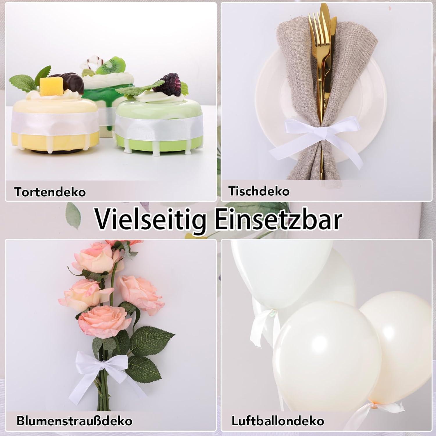 50m Schleifenband Weiß 15mm Geschenkband Satinband Dekoband