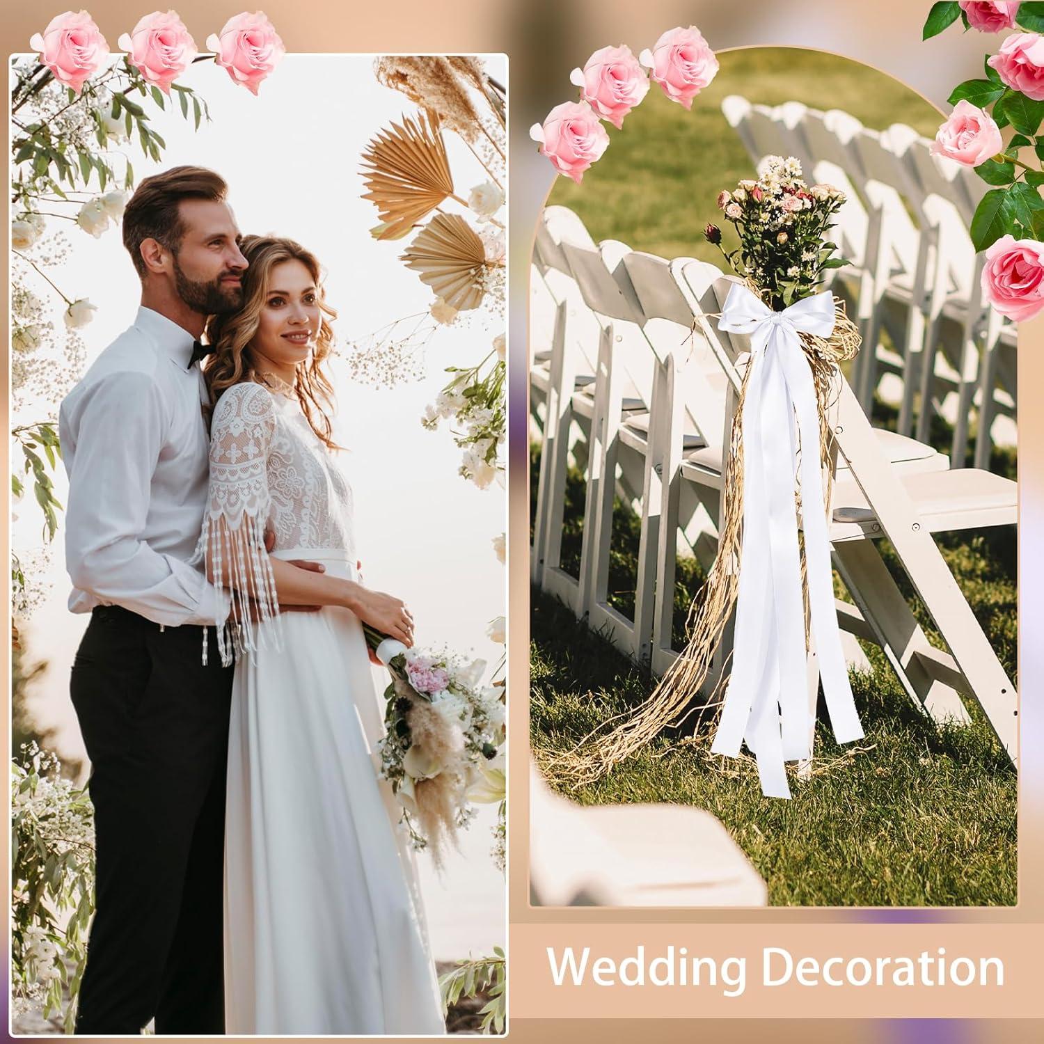 Weißes Satinband 50m x 15mm - Geschenkband Deko Hochzeit Taufe