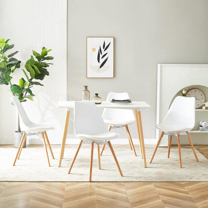 Esszimmergruppe weiß: Tisch + 4 Stühle – Modern & Stabil