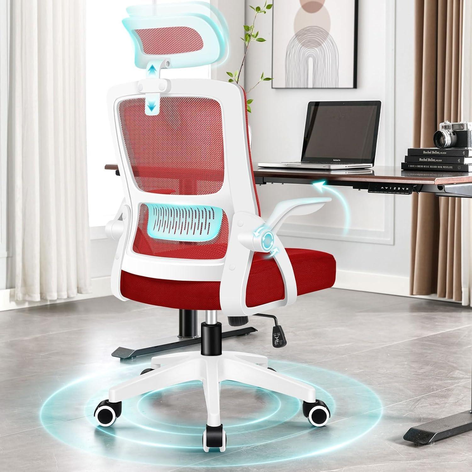 Ergonomischer Bürostuhl mit Kopfstütze und Lordosenstütze