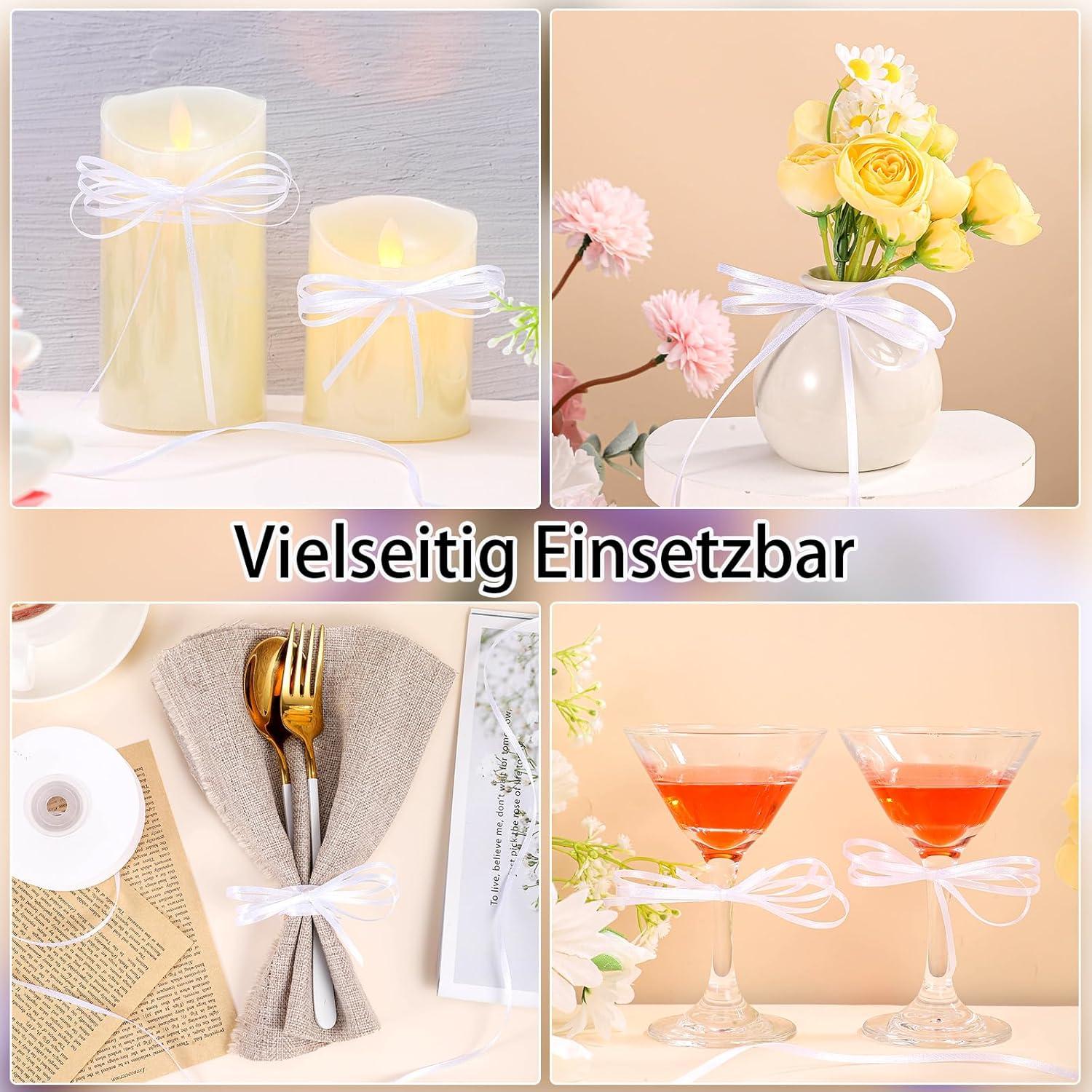 Weißes Satinband 3mm - 91m Rolle für Geschenkverpackung Hochzeit Deko