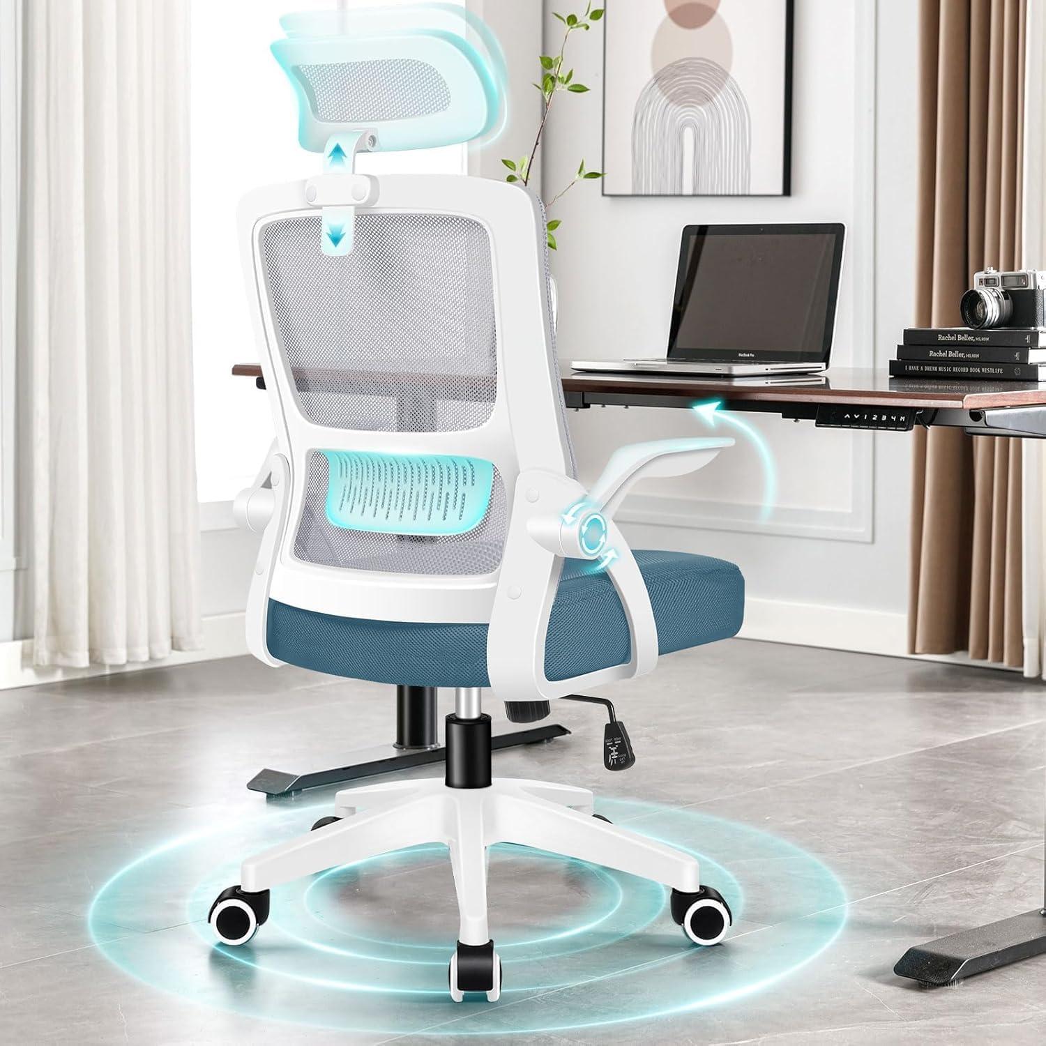Ergonomischer Bürostuhl mit Kopfstütze und Lordosenstütze