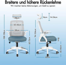 Bürostuhl mit Kopfstütze und Lordosenstütze, Blau/Grau